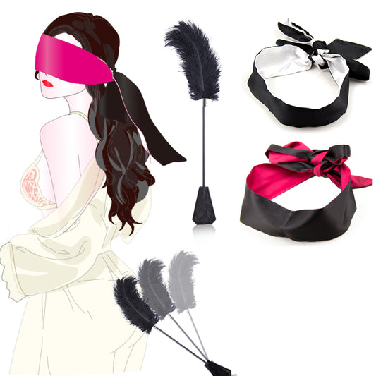 BDSM Soft Silk Blindfold And Feather Spanking Paddle Flirting Roleplay Adult Sex Toy For Women Couples Fetish Slave Sex Shop