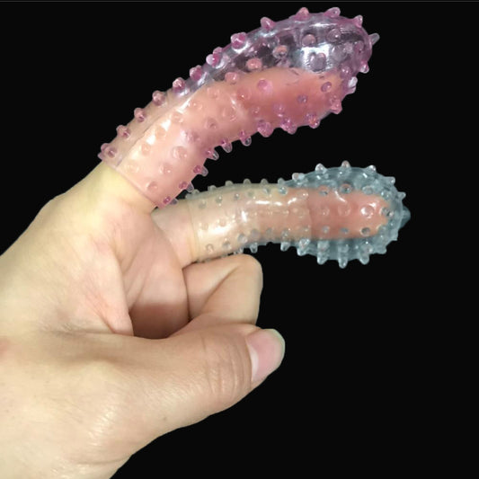 2pcs Soft Rubber Flirting Gloves Barbed Condom Clit G-Spot Stimulator Sex Toys For Woman Couples Female Masturbation Sex Shop